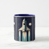Ruimtetijdperk Retro 50s Raket Schip Mok (Midden)