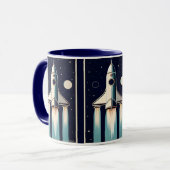 Ruimtetijdperk Retro 50s Raket Schip Mok (Voorkant links)
