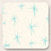 Ruimtetijdperk Turquoise Starburst Hard Plastic On Bier Onderzetter (Voorkant)