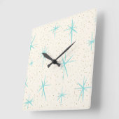 Ruimtetijdperk Turquoise Starbursts Acrylwandklok Vierkante Klok (Hoek)