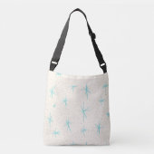 Ruimtetijdperk Turquoise Starbursts Cross Body Bag Crossbody Tas (Voorkant)