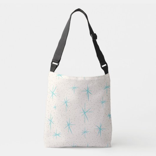 Ruimtetijdperk Turquoise Starbursts Cross Body Bag Crossbody Tas (Voorkant)