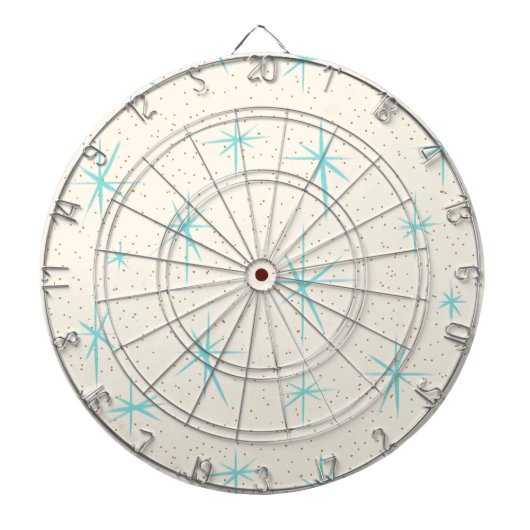 Ruimtetijdperk Turquoise Starbursts Dart Board Dartbord (Voorkant)