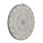 Ruimtetijdperk Turquoise Starbursts Dart Board Dartbord (Voorkant Links)