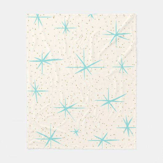 Ruimtetijdperk Turquoise Starbursts Fleece Blanket (Voorkant)