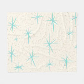 Ruimtetijdperk Turquoise Starbursts Fleece Blanket (Voorkant (Horizontaal))