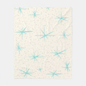 Ruimtetijdperk Turquoise Starbursts Fleece Blanket Deken (Voorkant)