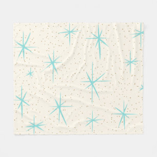 Ruimtetijdperk Turquoise Starbursts Fleece Blanket Deken