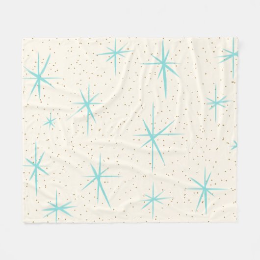 Ruimtetijdperk Turquoise Starbursts Fleece Blanket Deken (Voorkant (Horizontaal))
