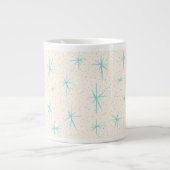 Ruimtetijdperk Turquoise Starbursts Jumbo Mok (Voorkant)
