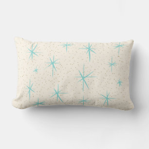 Ruimtetijdperk Turquoise Starbursts Lumbar Pillow Kussen