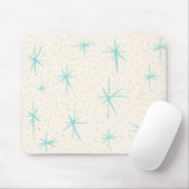Ruimtetijdperk Turquoise Starbursts Mousepad Muismat (Met muis)