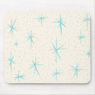 Ruimtetijdperk Turquoise Starbursts Mousepad Muismat