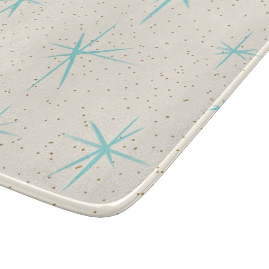 Ruimtetijdperk Turquoise Starbursts snijbord Snijplank (Hoek)