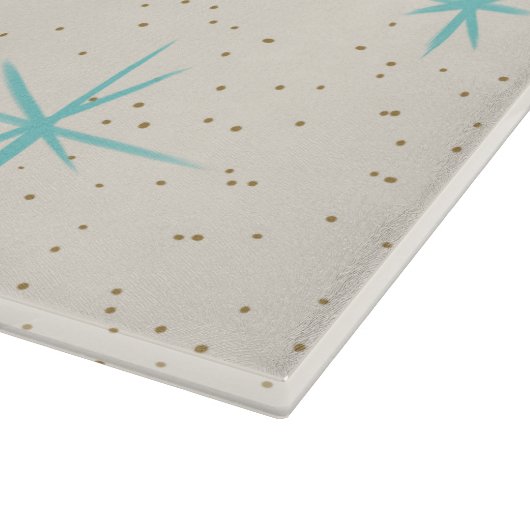 Ruimtetijdperk Turquoise Starbursts snijbord Snijplank (Hoek)