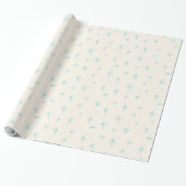 Ruimtetijdperk Turquoise Starbursts Verpakkingspap Cadeaupapier (Uitgerold)
