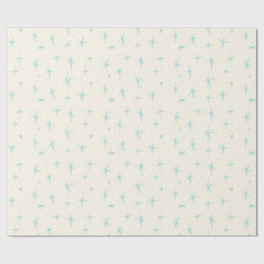 Ruimtetijdperk Turquoise Starbursts Verpakkingspap Cadeaupapier (Vlak)
