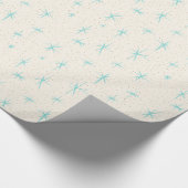 Ruimtetijdperk Turquoise Starbursts Verpakkingspap Cadeaupapier (Hoek)