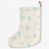 Ruimtetijdperk Turquoise Starbursts X-Mas Stocking Kleine Kerstsok (Achterkant)