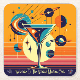 Ruimtetijdperk Welkom bij de Atomic Martini Club Kartonnen Onderzetters