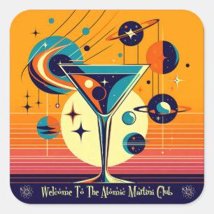 Ruimtetijdperk Welkom bij de Atomic Martini Club Vierkante Sticker