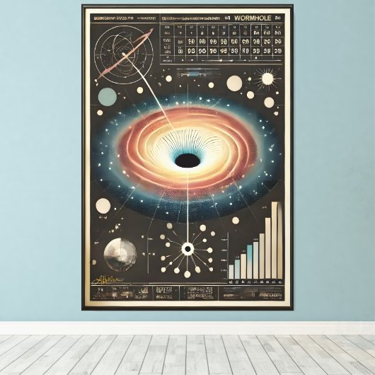 Ruimtetijdperk Wormgat Diagram Canvas Afdruk (Insitu (Houten vloer))