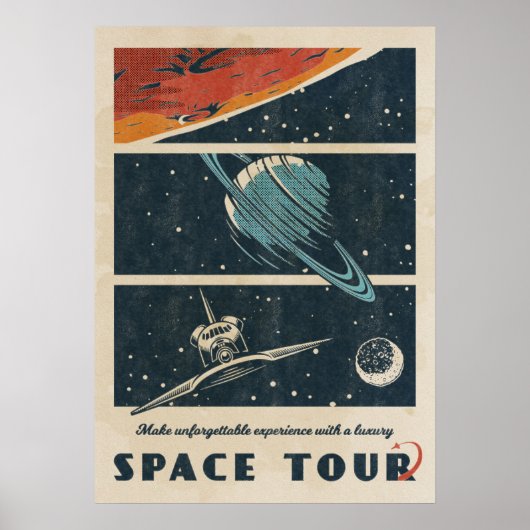 Ruimtetour —  retro space poster (Voorkant)