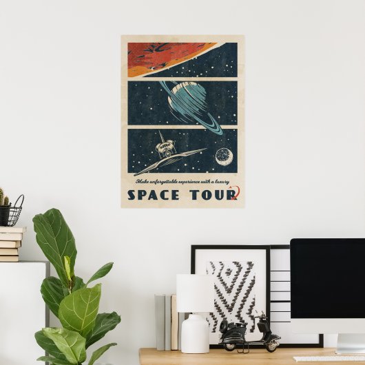 Ruimtetour —  retro space poster (Thuiskantoor)
