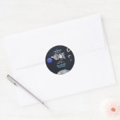 Ruimtevaarder 1e verjaardag ronde sticker (Envelop)