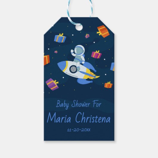 Ruimtevaarder Baby Shower Cadeaulabel (Voorkant)