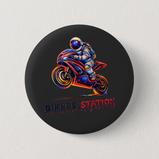 Ruimtevaarder Biker Ronde Button 5,7 Cm (Voorkant)