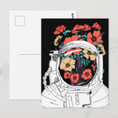 Ruimtevaarder bloemige ruimte kunst briefkaart (Voorkant / Achterkant)
