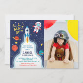 Ruimtevaarder Buitenruimte Raket Schip Verjaardags Kaart (Voorkant)