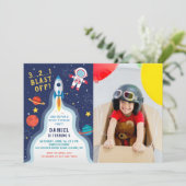 Ruimtevaarder Buitenruimte Raket Schip Verjaardags Kaart (Staand voorkant)