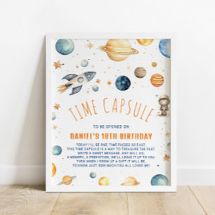 Ruimtevaarder Buitenruimte Tijd Capsule Jongen Ver Poster