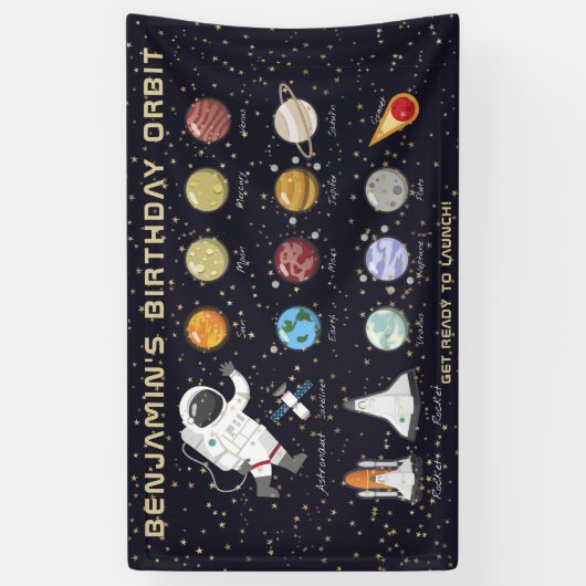 Ruimtevaarder Custom Name Typography Cool Fun Spandoek (Verticaal)