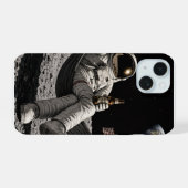 Ruimtevaarder die bier drinkt iPhone 15 case (Achterkant horizontaal)