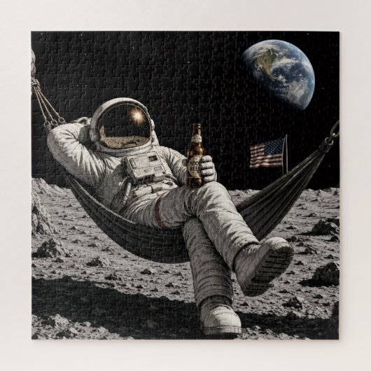 Ruimtevaarder die bier drinkt legpuzzel (Verticaal)