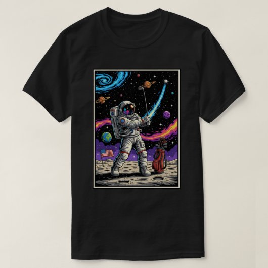 Ruimtevaarder die golf speelt t-shirt (Design voorkant)