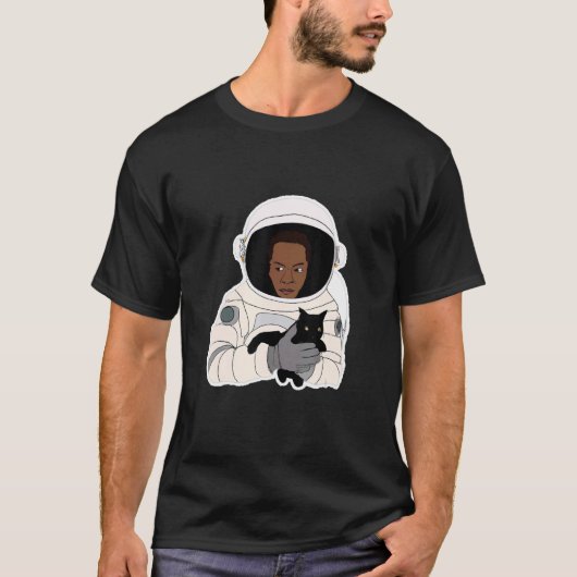 Ruimtevaarder die kat vasthoudt t-shirt (Voorkant)