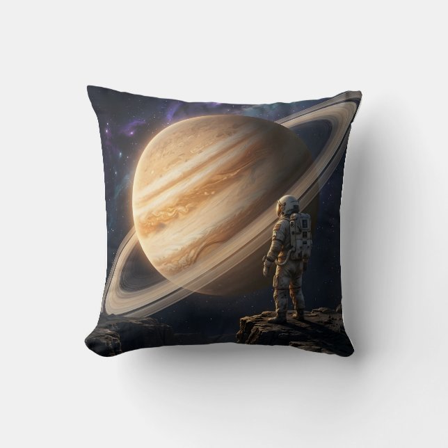 Ruimtevaarder die naar Saturnus staart Kussen (Voorkant)