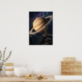Ruimtevaarder die naar Saturnus staart Poster (Keuken)
