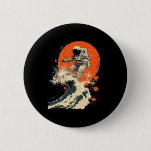 Ruimtevaarder die op kosmische oceaangolf surft Ru Ronde Button 5,7 Cm