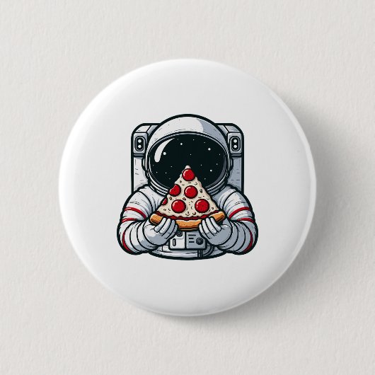Ruimtevaarder Dier Eet Pizza Margherita Maaltijd V Ronde Button 5,7 Cm (Voorkant)