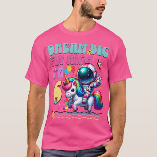 Ruimtevaarder Eenhoorn 6e Verjaardag 6 Jaar Buiten T-shirt