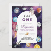 Ruimtevaarder eerste reis rond de verjaardag van d kaart (Voorkant)