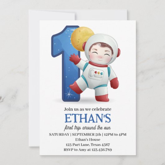 Ruimtevaarder Eerste Reis Rond De Zon 1e Verjaarda Kaart (Voorkant)
