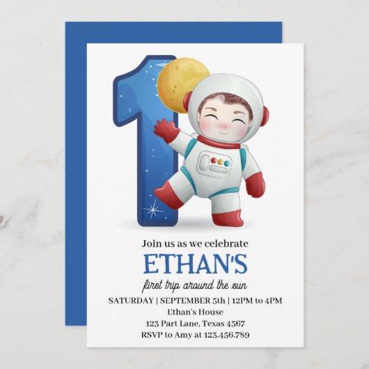 Ruimtevaarder Eerste Reis Rond De Zon 1e Verjaarda Kaart (Voorkant / Achterkant)