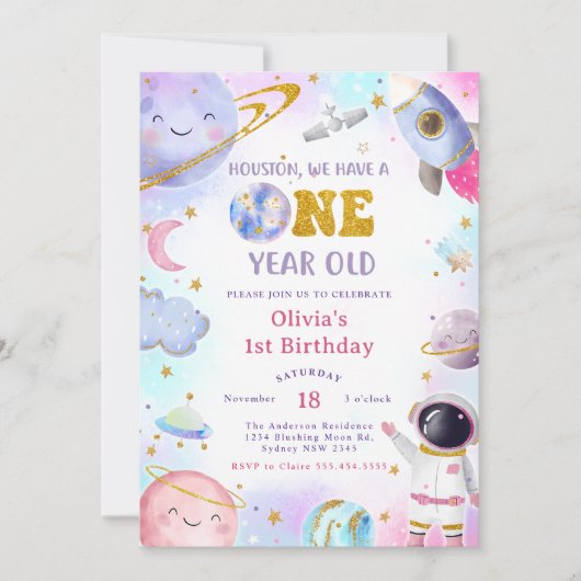 Ruimtevaarder eerste reis rond de zon verjaardag kaart (Voorkant)