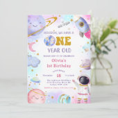 Ruimtevaarder eerste reis rond de zon verjaardag kaart (Staand voorkant)